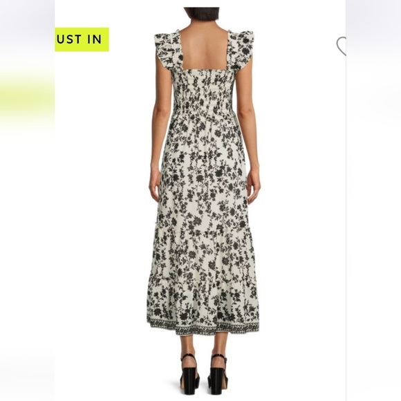 Max Studio Black White Floral Ruffle Strap Sleeveless Maxi Dress  XS NWOT - Picture 4 of 15